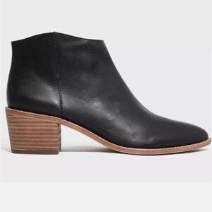 Madewell Pointed Toe Black Leather Ankle Boots